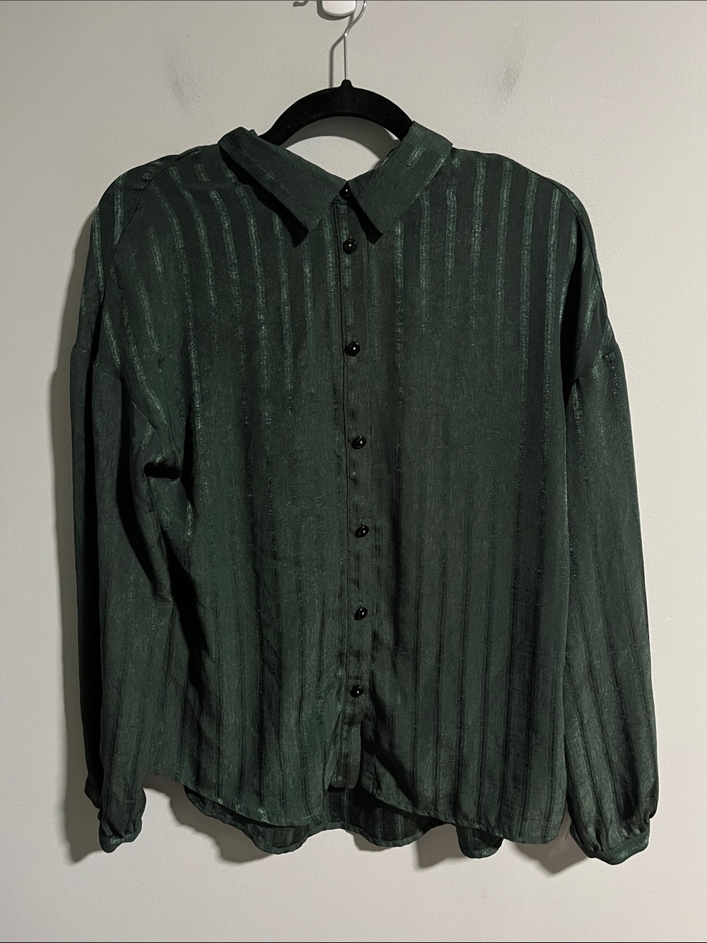 FRNCH Dark Green Striped Blouse